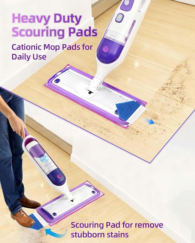 KEEPOW Power Mop Refills Microfiber Mop Pads Compatible with Swiffer PowerMop Pads Refills for 13 ''-15 '' Spray Mops, Reusable Washable Pad Replacements for Multi-Surface Floor Cleaning, 6 Pack