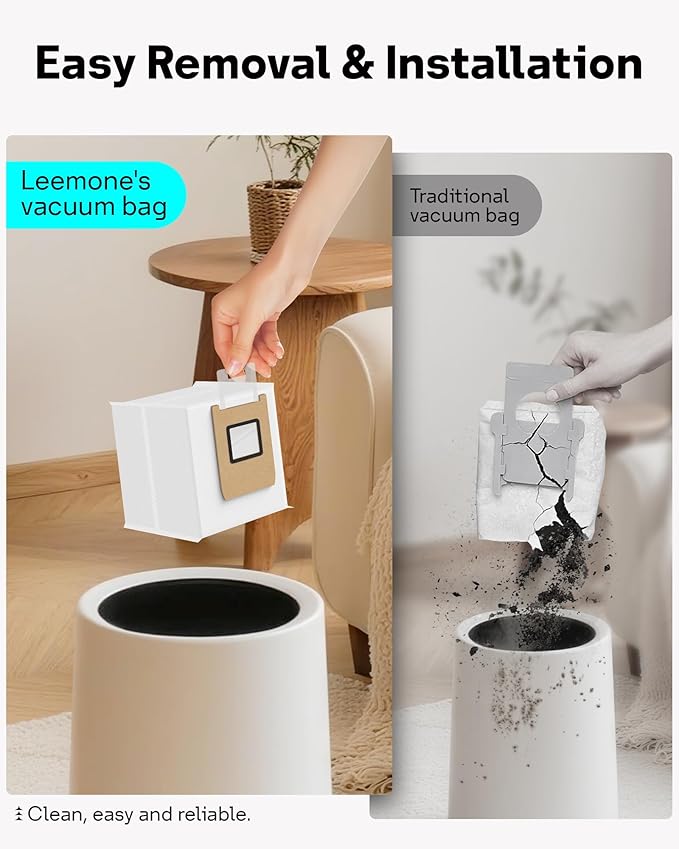 Leemone 12 Pack E25 E28 Dust Bags Compatible with eufy Omni Robot Vacuum E25 E28, 4 Layer Filtration System with Activated Carbon Fabric