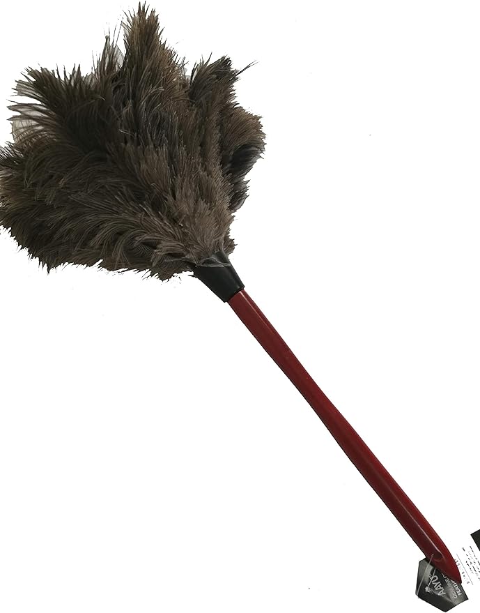 AAYU Premium 21" to 23" Feather Cleaning Duster | Natural Duster for House Cleaning Supplies | Feather Moping | Genuine Ostrich Feathers with Long Wooden Handle | Easy to Clean Dust (50 cm)