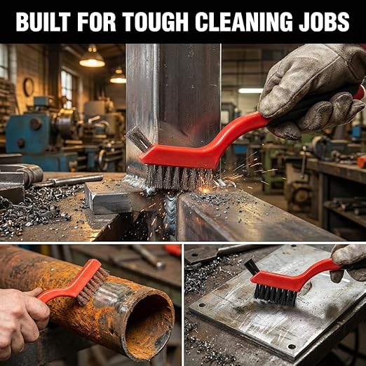 6-Pack Heavy-Duty Wire Brush Set,Rust Removal & Deep Cleaning for Metal, Automotive Parts, Furniture & BBQ | Durable Steel Bristles | Comfort Grip Handles