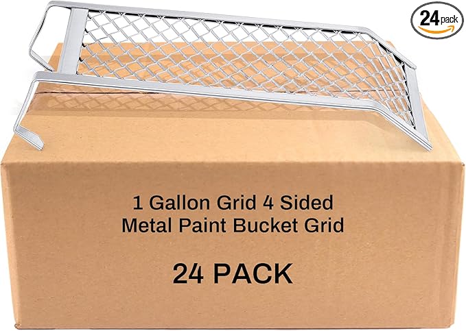Landhoow 24 Pcs Paint Roller Grid for 1 Gallon Buckets, Paint Screen Strainer 4 Sided Metal Bucket Grid, Silver