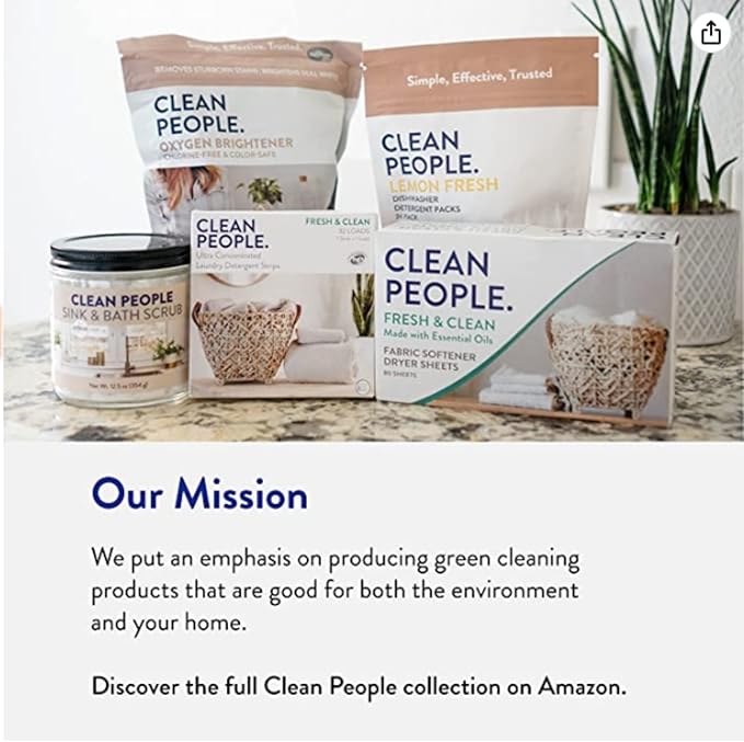 THE CLEAN PEOPLE Washing Machine Cleaner - Washer Machine Cleaner Tablets for Removing Odor, Grime & Scale Buildup - Front Load and Top Load Laundry Machine Cleaner - 6 Count