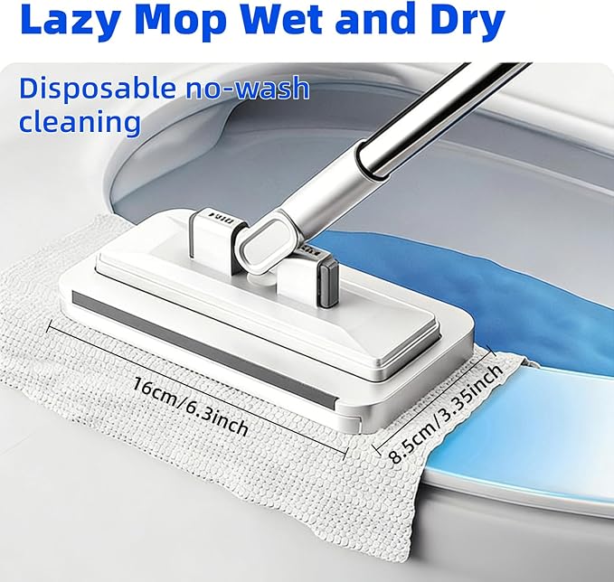 Snap Grip Mini Mop Stick with 39' Handle — Zero-Touch Gap Dust Cleaner & Locking Head, Lazy Mops Wet and Dry for Kitchen Bathroom Toilet Cleaning (1 mini mop+10 Cloths)