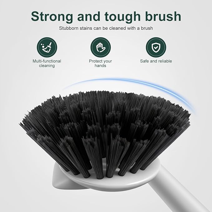 DMBMHMBDF Dish Brush, 2 Pack with Comfortable Handle, with Built-in Scraper, Scrub Brush with Stiff Bristles for Cleaning Dishes, Sink, Pots(Green)