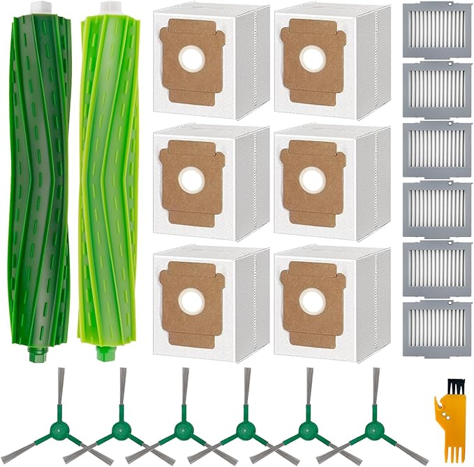 Replacement for iRobot Roomba Max 705 vac, Roomba Plus 504 Vac Vacuum Cleaner, 1 Main Brush, 6 Dust Bags, 6 Filters, 6 Side Brushes, Plus 504 Vac Accessories Set 20 Pcs