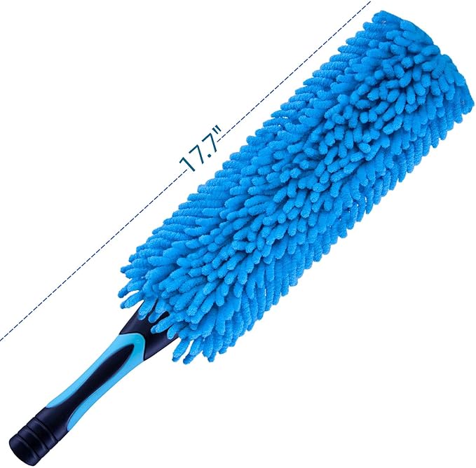 Hicavar 17" Microfiber Flexible Ceiling Fan Duster with Washable Chenille Dusting Cloth, Use by Hand or Attach to Extension Poles (1)