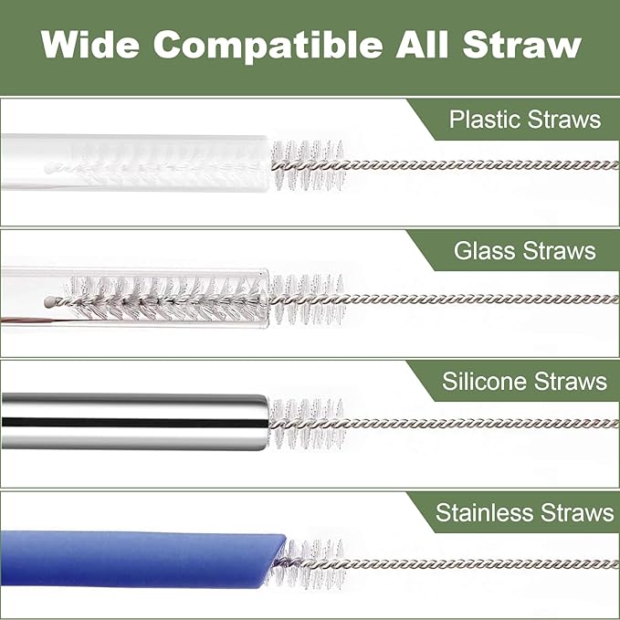 Straw Cleaner Brush for Stanley, 6Pcs Reusable Extra Long Straw Cleaning Brush for 14oz 20oz 30oz 40oz Stanley Mug, Cleaning Brushs for All Plastic, Glass, Stainless and Silicone Straws