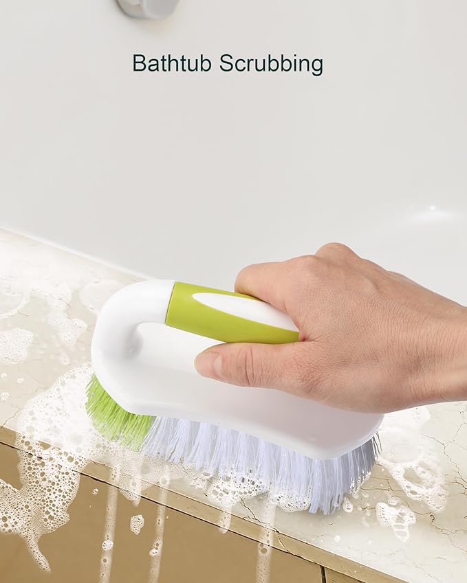 Scrub Brush for Cleaning, Heavy Duty Shower Scrubber with Stiff Bristles for Tub, Sink, Floor, Tile, and Carpet Scrubbing, 3 Pack