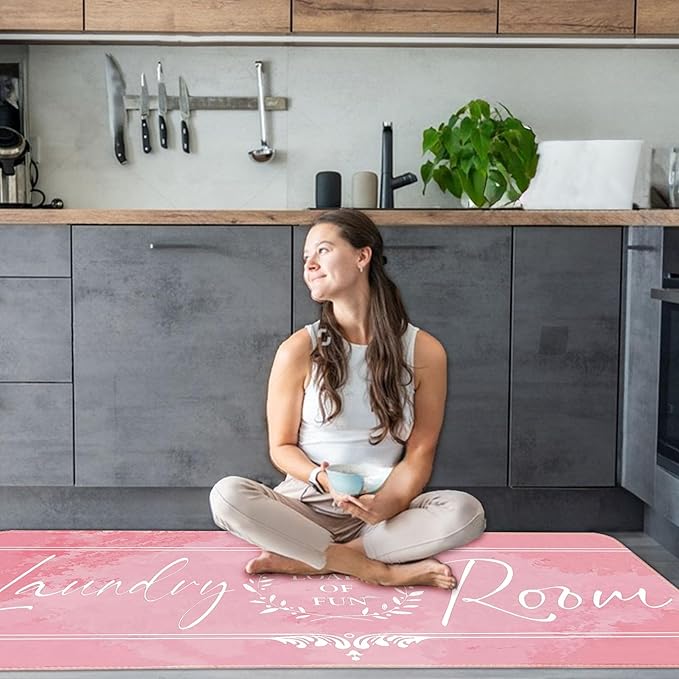 Laundry Room Rug Runner 20"X59" Non Slip Farmhouse Mats Organization and Washable Floor Long Rugs for Laundry Room Accessories Mudroom Kitchen Bathroom Area Rugs Decor
