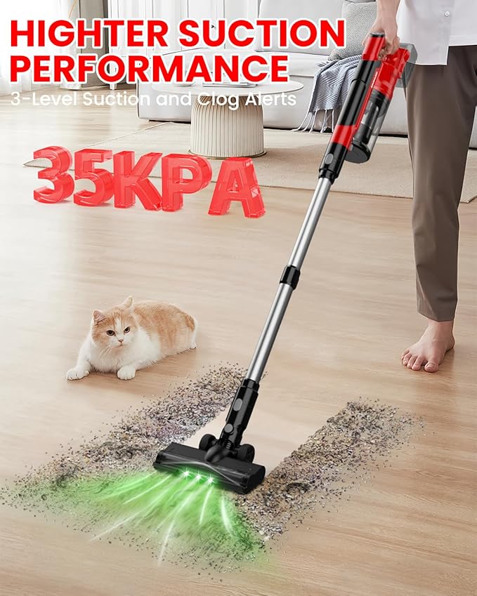 ZEXAPE Cordless Vacuum Cleaner for Milwaukee M18 Battery, 7-in-1 Lightweight Stick Vacuum with HEPA Filter, 35KPA Suction, 350W Brushless Motor, 3 Modes for Floor, Carpet, Car(Battery Not Included)