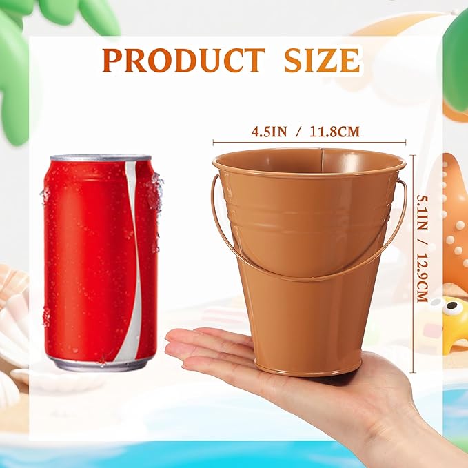 Sadnyy 24 Pack Colored Small Metal Buckets with Handle, 4.5 x 5.1 Inch Mini Galvanized Tin Bucket for Back to School Classrooms Crafts Pencil Holder Boho Wedding Birthday Party Favor Decoration
