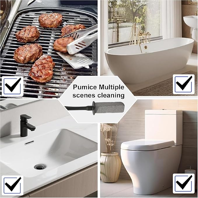 LZLOOK Toilet Pumice Stone for Cleaning, Toilet Bowl Pumice Stone, Extra Long Handle Toilet Bowl Cleaners for Removing Hard Stain Lime. Ideal for Toilet Bathroom Sink Grill Pool(2 Pack Black)