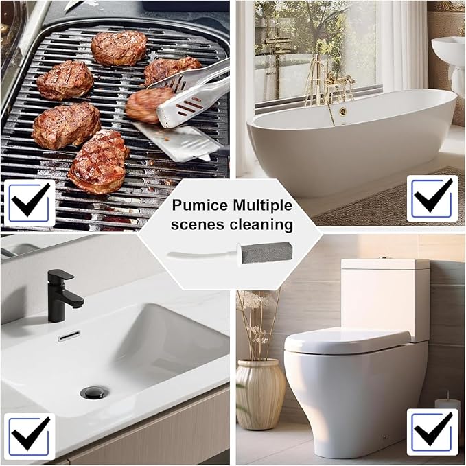 LZLOOK Toilet Pumice Stone for Cleaning, Toilet Bowl Pumice Stone, Extra Long Handle Toilet Bowl Cleaners for Removing Hard Stain Lime. Ideal for Toilet Bathroom Sink Grill Pool(2 Pack White)