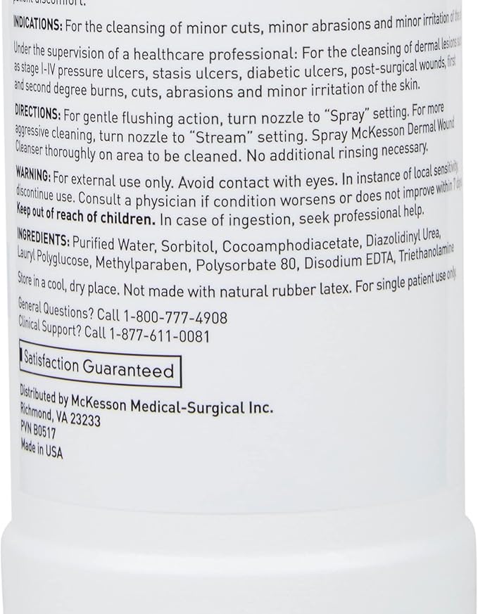 McKesson Dermal Wound Care Cleanser Spray, 8 oz [1 Count] First Aid Wash Solution for Minor Injuries, Cuts, Burns, Scrapes, Sores