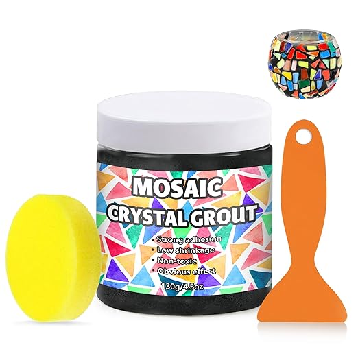 OOTDART Mosaic Crystal Grout, Mosaics Tile Tools, Mosaic Tile Accessories – Essential for Handmade Grouting and Perfect for DIY Craft Projects (Black, 4.5oz)