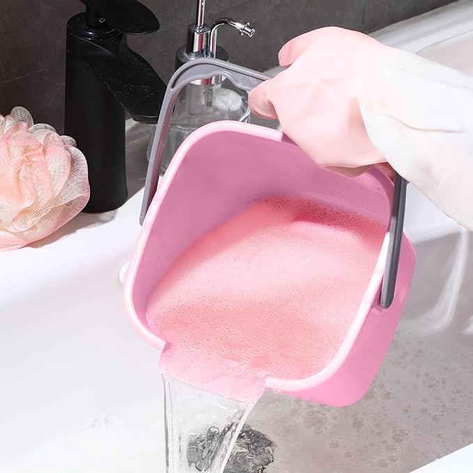 Lallisa 12 Pcs 3 Quart Cleaning Bucket Small Sanitizing Square Bucket Detergent Pail for Home Office Commercial Restaurant Kitchen Bathroom School (Pink)
