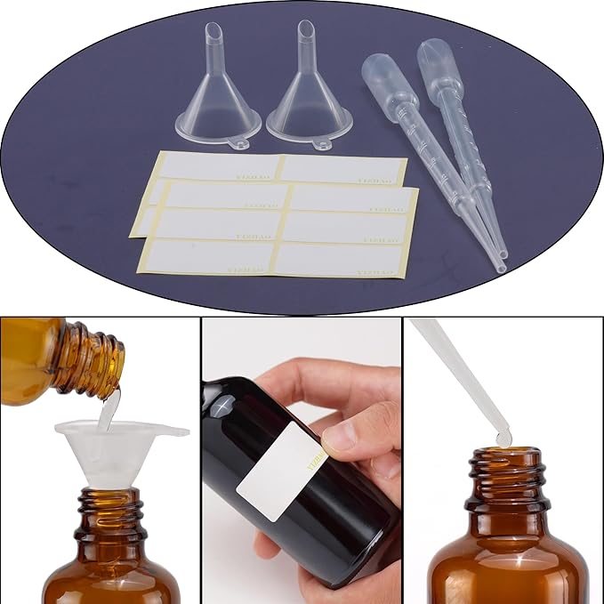 YIZHAO Amber Glass Dropper Bottle 2oz, Tincture Bottles with Glass Dropper, for Essential Oils, Aromatherapy, Cosmetic, Laboratory, Pharmacy, Liquids, Travel –12 Pcs