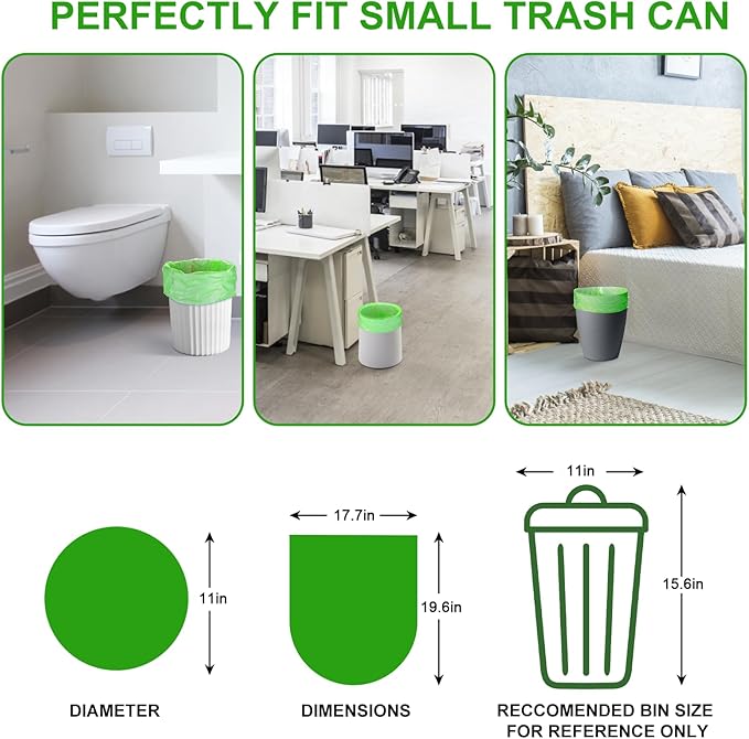 4 Gallon Small Biodegradable Trash Bags - Inwaysin 4 Rolls 100 Count Clear Green Garbage Bag Unscented Bulk Strong Thick Compostable Waste Basket Liners for Kitchen Office Car Pet