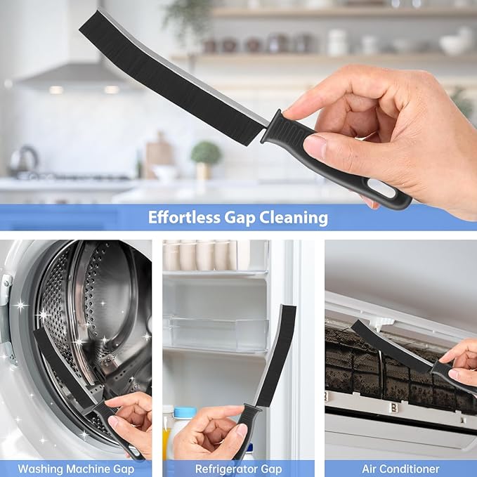 PUFTEM Crevice Cleaning Brush, Hard Bristle Multifunctional Cleaning Brush Tool, Gap Scrub Brush, Cleaning Tools for Narrow Gaps, Grout, Tile Seams, Window Tracks, Car Vents, 3PCS (3)