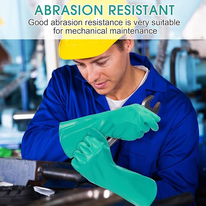 20 Pairs Chemical Resistant Gloves Heavy Duty Thick Nitrile Gloves Bulk for Cleaning, Resist Household Acid, Alkali and Oil (Small)