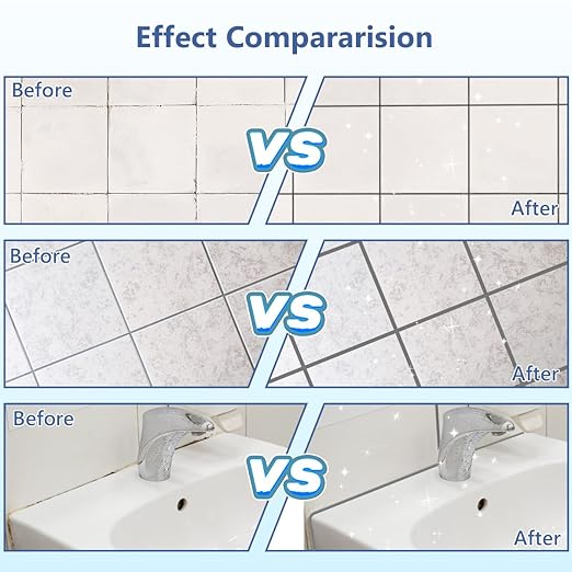 Lskysaga Tile Grout Repair Kit - Grout Filler, Grout Repair Paste with Silicone Trowel Scraper, Fast Drying Grout Repair Kit for Bathroom Shower Kitchen Floor Tile, Waterproof (17.64 oz, Gray)
