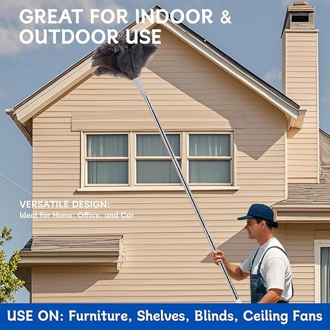 Madrigal 72" Extendable Ostrich Feather Duster for Cleaning, Washable and Reusable Long Handle Handheld Feather Duster for High Places, Home,Office Cleaning