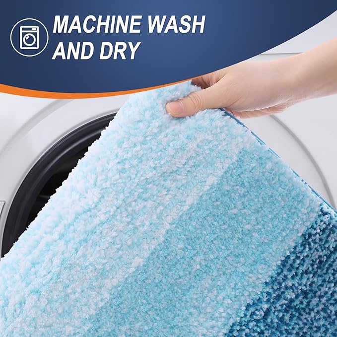 OLANLY Bathroom Rugs Mat 30x20, Extra Soft Absorbent Microfiber Bath Rugs, Rubber Backing, Quick Dry, Washable Bath Mats for Bathroom Floor, Tub and Shower, Home Decor Accessories, Peacock Blue