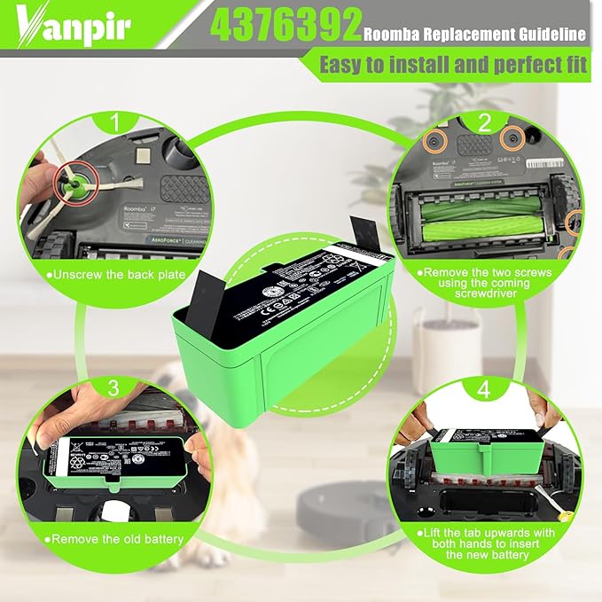 3300mAh Upgrade Replacement Battery for iRobot Roomba 500 600 700 800 900 Series 4376392 battery Compatible with Roomba 960 981 970 965 801 805 850 860 890 891 895 695 690 685 680 670 665 652 1800LI