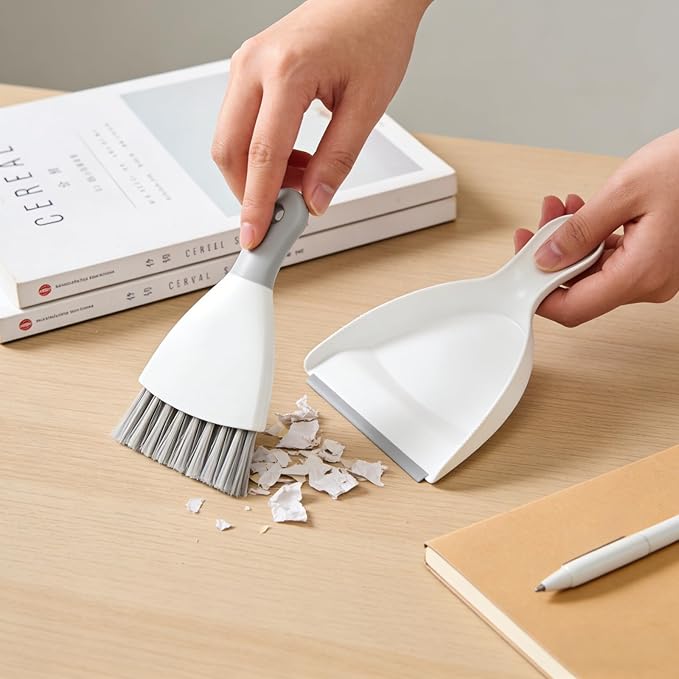 Neecio Mini Dustpan and Brush Set, Small Broom and Dustpan Set Dust Pan and Portable Hand Broom Dustpan and Broom Combo Compact for Desk, Table, Home, Kitchen Necessities