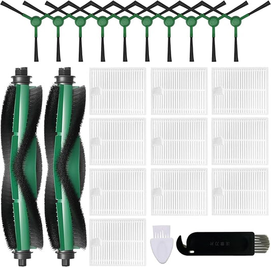 Replacement Parts for iRobot Roomba 105 Vac / Y0140 / Q0120 / Y0110 / 105 Combo / Q011 / Q0520 Robot Vacuums, 2 Roller Brush 10 Side Brush 10 Filter 2 Cleaning Tool, Accessories Kit Spare Attachments