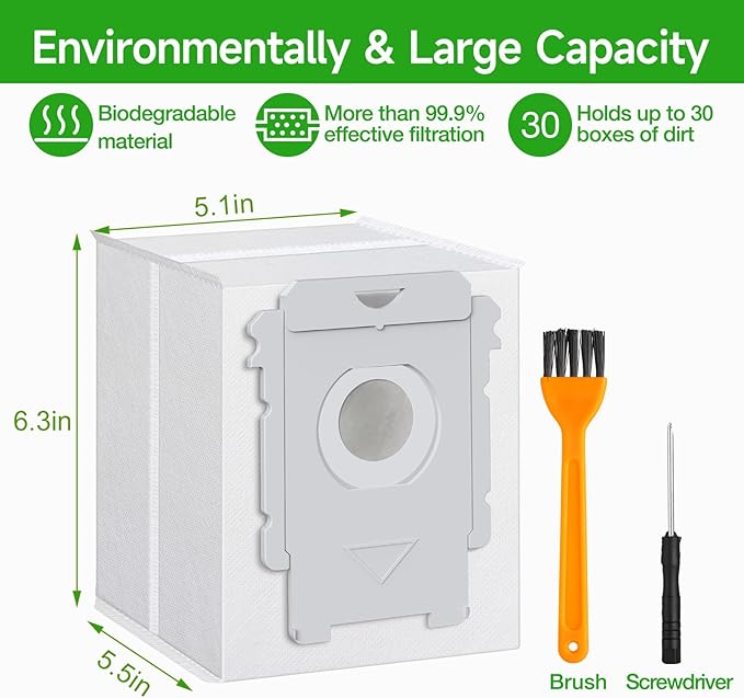 VBN 20 Pack Replacement Roomba Vacuum Bags, Compatible with iRobot Roomba 104 105 405 504 505 705 Combo 10 Max, i7+ i3+ i4+ i6+ i8+ j7+ s9+, i s j Series, All Clean Base Automatic Dirt Disposal Bags
