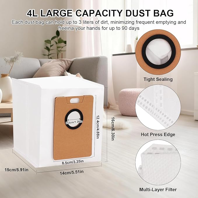 23 Pack RV30 / 20 Max Plus Replacement Accessories Compatible with Tapo RV30 / RV20 Max Plus Robot Vacuum, 1 Roller Brush, 6 Side Brush,6 Dust Bags, 6 Filters, 4 Mop Pads Vaccum Attachment Part