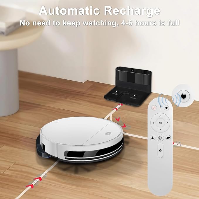 Robot Vacuum and Mop Super Thin 2 in 1 Robotic Vacuum Cleaner Up to 4500Pa Suction with Schedule Clean Mute Super Remote Control/App/Voice utomatic Recharge Ideal for Pet Hair Vacuums All Floors