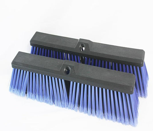 FRAXIR 2PCS Push Broom Head Outdoor Large Stiff Bristle Broom Head - Excellent Cleaning Performance - Easy Installation Broom Head(Blue, 18 inches)