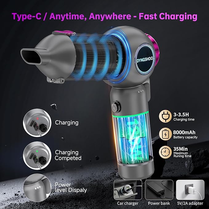 LOQFGDW Handheld Car Vacuum Portable Cordless（Equipped with a one-Touch Window Breaker and Seatbelt Cutter ） Car Vacuum Cleaner with 25000Pa Ultra-Strong Suction,Design for Drivers (Purple)