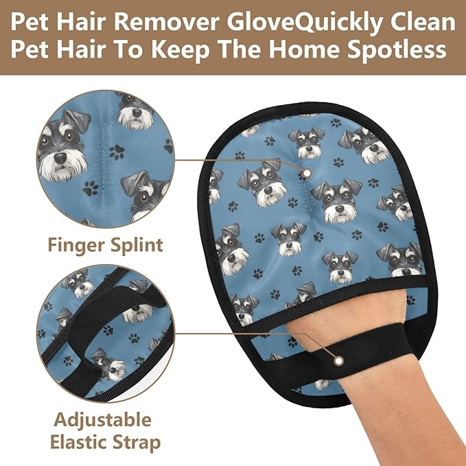 CHPGPUG Schnauzer Pet Hair Removal Glove for Cats & Dogs Reusable Pet Hair Removal Glove pet Hair Electrostatic Gloves