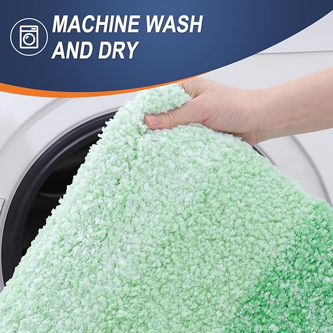 OLANLY Bathroom Runner Rugs 70x24, Extra Soft Absorbent Microfiber Bath Rugs, Rubber Backing, Quick Dry, Machine Washable Bath Mats for Bathroom Floor, Tub and Shower, Home Decor Accessories, Green