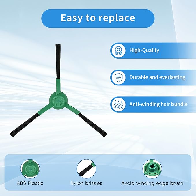 Replacement Parts Compatible with Irobot Roomba Y0110 Y013420 Y0140 Y054020 Q011 Q0120 Q052 Vacuum,1 Roller Brush, 6 & 6 Side Brush