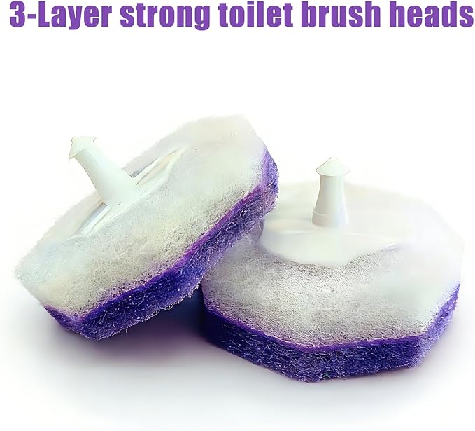 Disposable toilet brush head refills, with purple cleaning agent lavender fragrance, 50 pieces (Lavender)