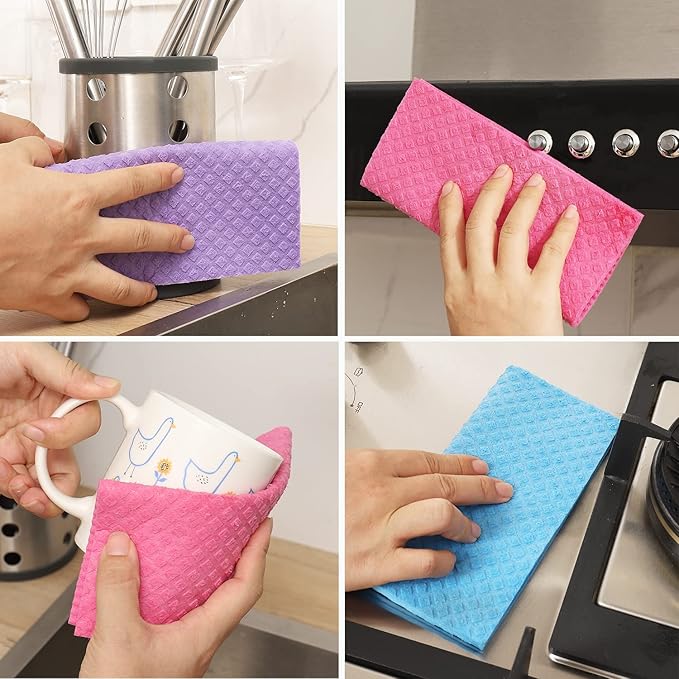12 Packs Swedish Dishcloths for Kitchen, Reusable Paper Towels Compostable Swedish Dish Clothes for Kitchen and Household Use