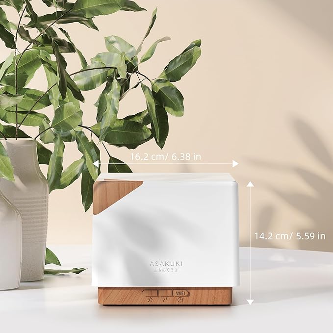ASAKUKI Smart WiFi Essential Oil Aromatherapy Diffuser, Easy Connect with Alexa and Google Home Phone App Voice Control 700 ml Ultrasonic Diffuser, Create Schedules 7 LED Colors Humidifier