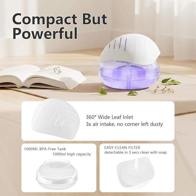 BBMars water air purifiers for home Essential Oil Aroma Diffuser With 7 Color LED Night light Small Air Cleaner For Smoke and Pets Air Revitalizer & Freshener for Home and Office