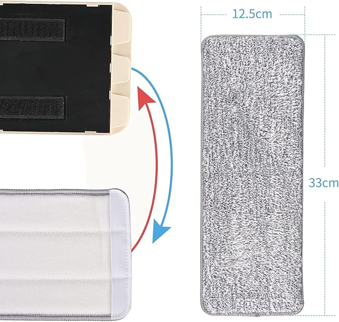 Microfiber Mop Pads Flat Replacement Heads for Wet/Dry Mops Washable Reusable Refills Compatible with Floor Care System Floor Cleaning and Scrubbing (6 Pack 13" x 4.9")