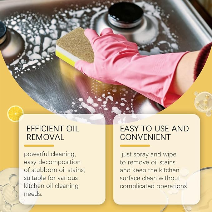 2025 New Greasy Dirt Clean Spray, Multifunctional Powerful Kitchen Foam Cleaner, Fast Foaming and Stain Removing, Heavy Oil Stain Cleaner Kitchen for Oven, Stove, Range Hood (1pcs)