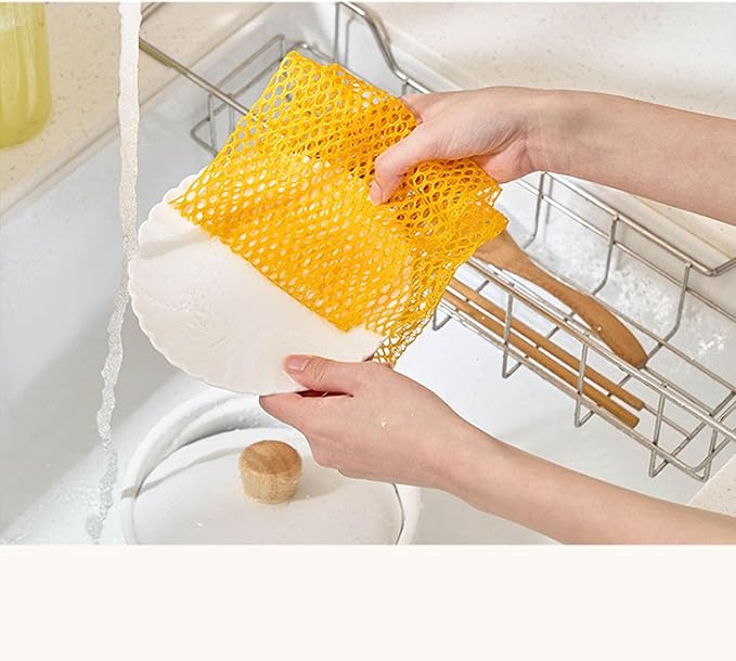 Dish Washing Net Scrubber 20pcs/ Innovative Mesh Cloth, Quick Dry - No More Sponges with Smell / 11.5 by 11.5 inches/Advanced Raw Material-Polypropylene 100% (pink10 yellow10)