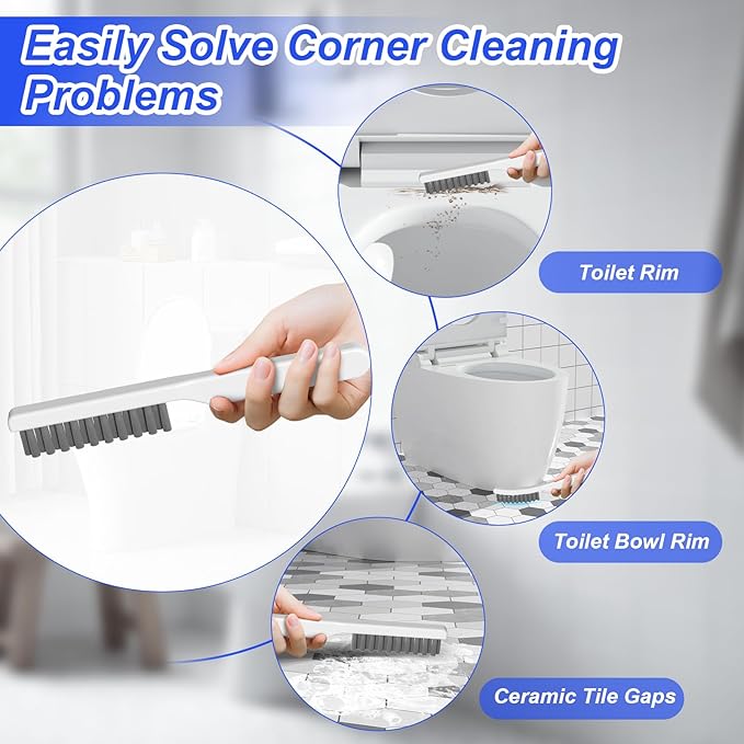 3 in 1 Toilet Brush and Plunger Set，Extended Handle Plunger,Heavy Duty Toilet Bowl Brush and Holder Hidden Toilet Plunger and Brush Set,Bathroom Cleaning Supplies (Pure White)