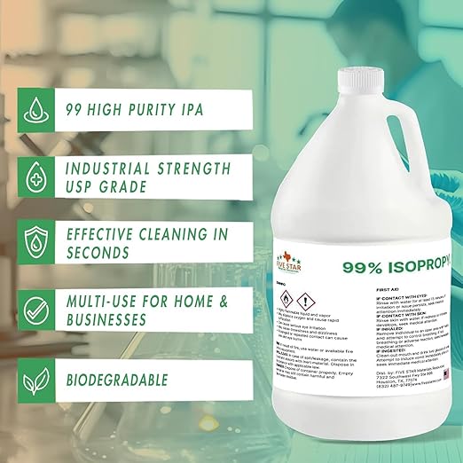 99% Pure Isopropyl Alcohol, 99 Percent IPA 4 Gallons, USP Grade, Made in The USA (4 * 1 Gallon)