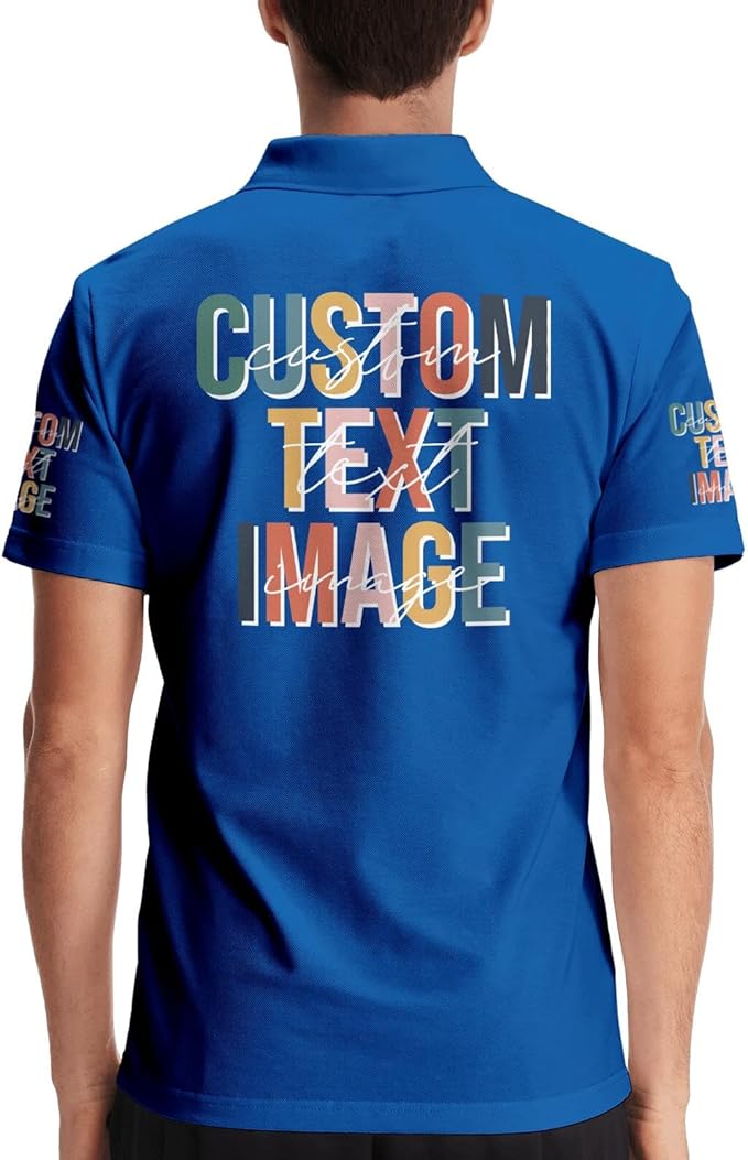 Personalised Polo Shirt Custom Work Shirts for Men Women Printed Text or Logo Working Top, Casual Wear, and Sports Teams
