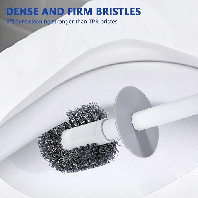 GENERIC Toilet Brush and Plunger Set, Integrated Storage 3-in-1 Toilet Brush and Plunger Combo with Gap Cleaning Brush, Bathroom Multi-Purpose Cleaning Set (White Gray)