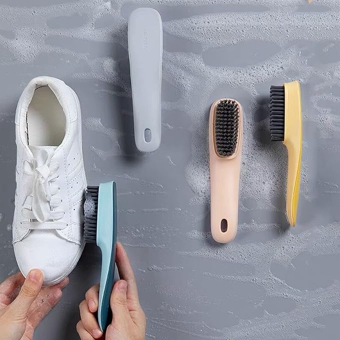 Laundry Scrub Brush 2 Pack Soft Bristle Brush for Stains & Clothes - Household Cleaning Tool for Bathroom Countertops & Bathtubs (Blue)